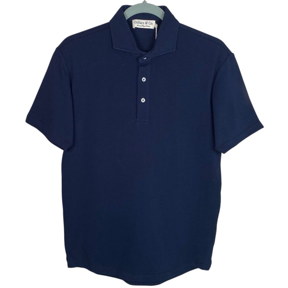 Collars & Co Polo Shirt Mens 2XL Blue Cotton Golf Preppy Office Luxury Pique NWT